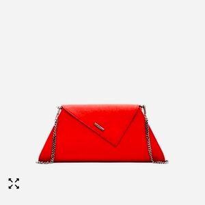 Red Envelope Crossbody Clutch Bag with Chain Strap